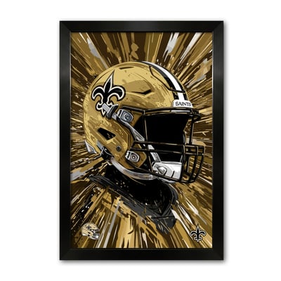 New Orleans Saints 14" x 20" Framed Football Helmet Hyper Speed Art Print