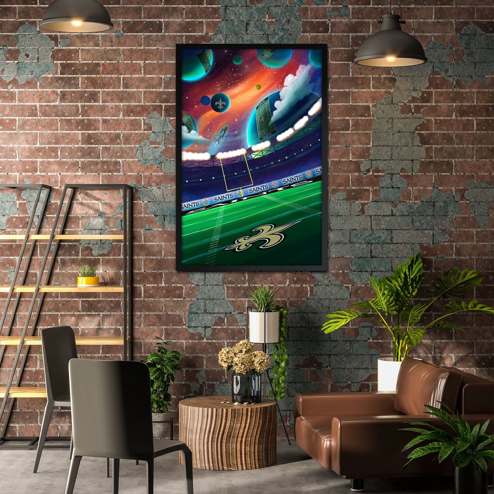 New Orleans Saints Galaxy Print Framed Art