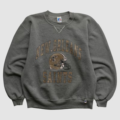 New Orleans Saints Russell 90s Pullover Sweatshirt - Charcoal - S by Fanatics Real Vintage