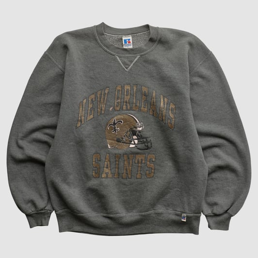 New Orleans Saints Russell 90s Pullover Sweatshirt - Charcoal - S by Fanatics Real Vintage