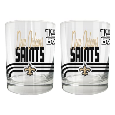 New Orleans Saints Two-Piece 12oz. Heritage Rocks Glass Set