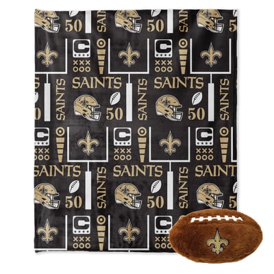 New Orleans Saints Pegasus 50" x 60" Blackout Team Spirit Ultra Soft Throw & Plush Football Combo Pack