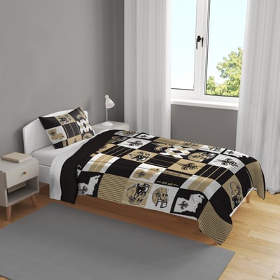 New Orleans Saints Pegasus Patchwork Plaid Two-Piece Twin/Twin XL Bed in a Bag Set