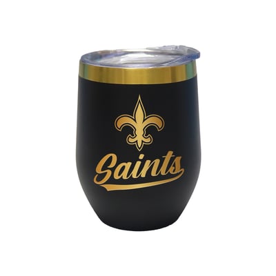 New Orleans Saints The Memory Company 12oz. Stainless Steel Gold Lettering Stemless Wine Tumbler