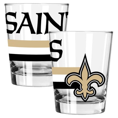 New Orleans Saints The Memory Company Two-Piece 15oz. Big Stripes Double Old Fashioned Glass Set