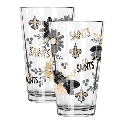 New Orleans Saints The Memory Company Two-Piece 16oz. Flowers Pint Glass Set