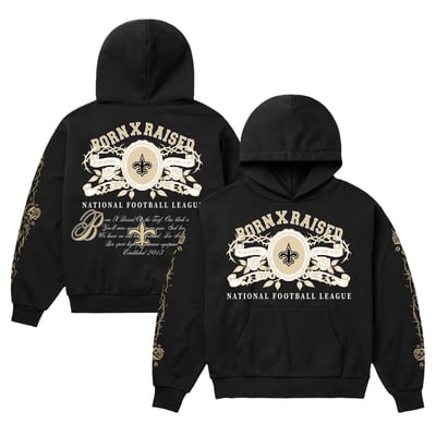 New Orleans Saints Born x Raised Unisex Crest Hoodie - Black