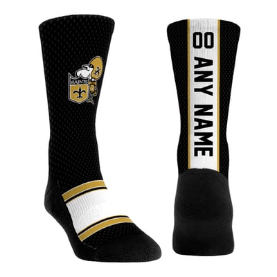  New Orleans Saints Rock Em Unisex Throwback Jersey Custom Crew Socks - Black