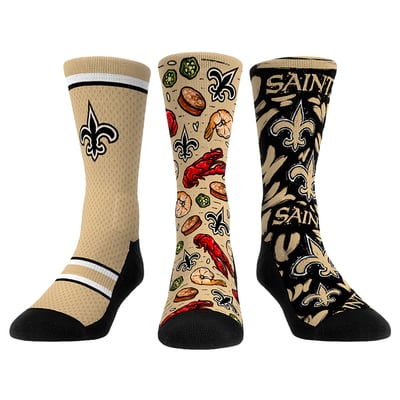  New Orleans Saints Rock Em Unisex Fan Favorite Three-Pack Crew Sock Set - Gold