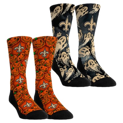  New Orleans Saints Rock Em Unisex Halloween Crew Socks 2-Pack Set - Orange