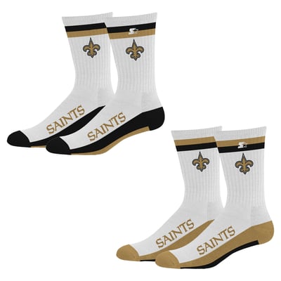  New Orleans Saints Starter Unisex Two-Pack Stripe Top End Crew Socks