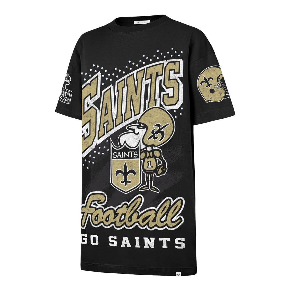 black and gold t shirt dress Women's '47 New Orleans Saints Oversized Gemstone Swash T-Shirt Wedding dresses