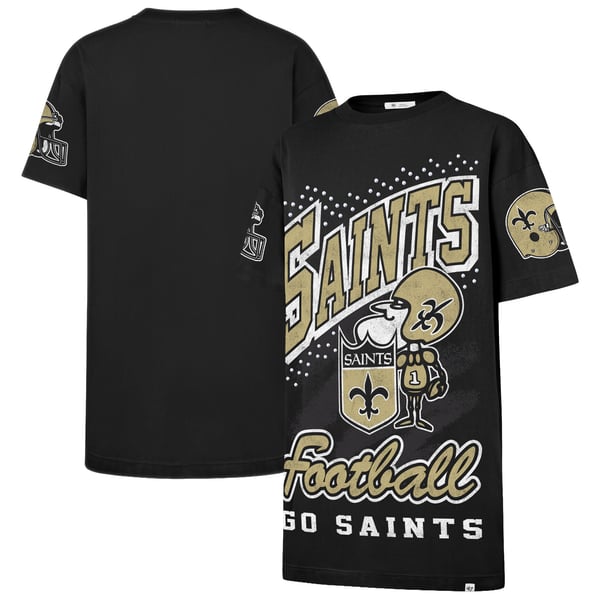 new orleans saints women's jersey dress '47 Black Oversized Gemstone Swash T-Shirt Apparel