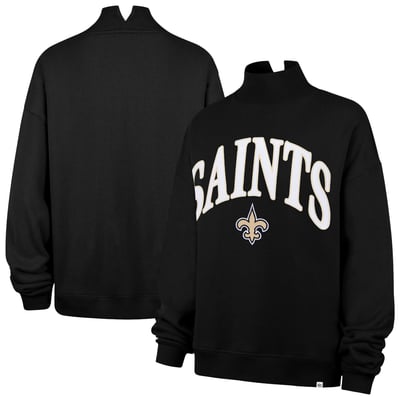 New Orleans Saints '47 Women's Oversized Vantage Mock Neck Sweatshirt - Black
