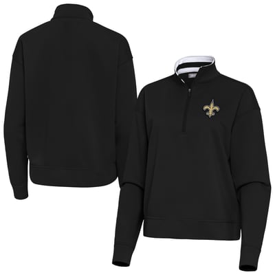 New Orleans Saints Antigua Women's Goddess Quarter-Zip Pullover - Black