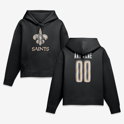 New Orleans Saints Women's Forged Mascot Personalized Name & Number Hoodie - Black