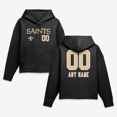 New Orleans Saints Women's Touchdown Wordmark Personalized Name & Number Hoodie - Black
