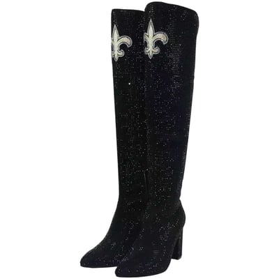  New Orleans Saints FABGATING by Cuce Women's Team Color Crystal Over-The-Knee Boots - Black