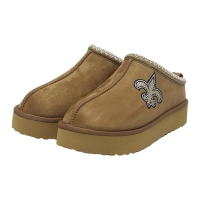  New Orleans Saints FABGATING by Cuce Women's Chestnut Slip On Boots with Crystal Logo - Tan