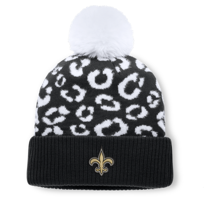 New Orleans Saints Fanatics Women's Blur Cuffed Knit Hat with Pom - Black