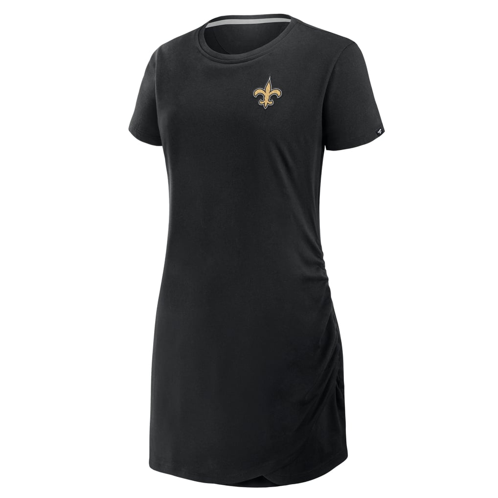 new orleans saints ladies dresses Women's Fanatics Black Ruched Drape T-Shirt Dress IN RTW NSF