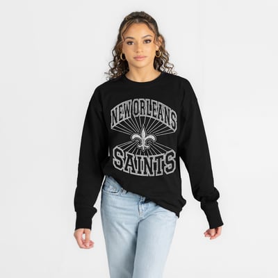 New Orleans Saints Gameday Couture Women's Spotlight Oversized Long Sleeve T-Shirt - Black