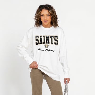 New Orleans Saints Gameday Couture Women's Sweet Spot Oversized Long Sleeve T-Shirt - White
