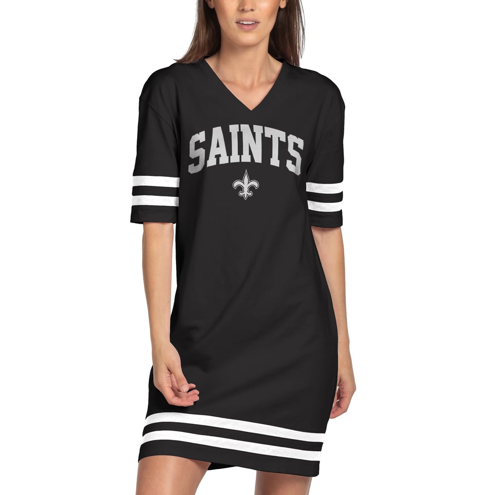 21 saints black dress Women's Junk Food New Orleans Half-Sleeve V-Neck Its stretch fabric moves Color:BLACK MULTI Wrap dress Collection: ODYSSEY Sweetheart Neckline Mermaid Lace