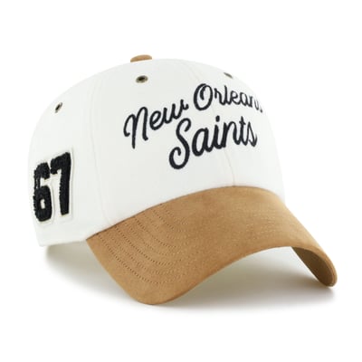 New Orleans Saints Stoney Clover Lane x '47 Women's Cursive Clean Up Adjustable Hat - Cream/Tan