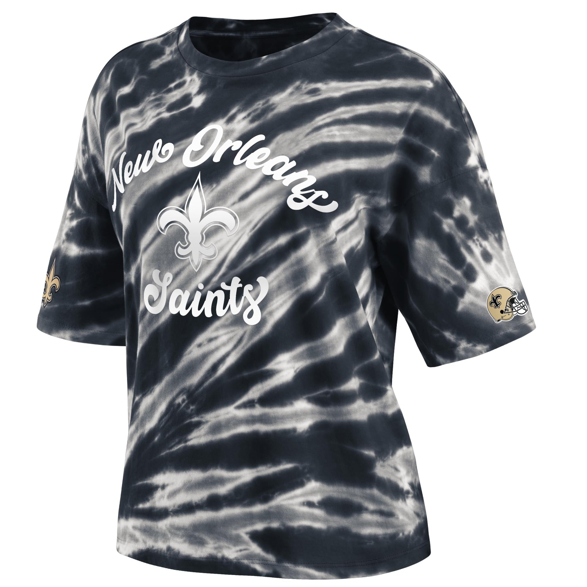 Women's WEAR by Erin Andrews Black New Orleans Saints Tie-Dye T-Shirt