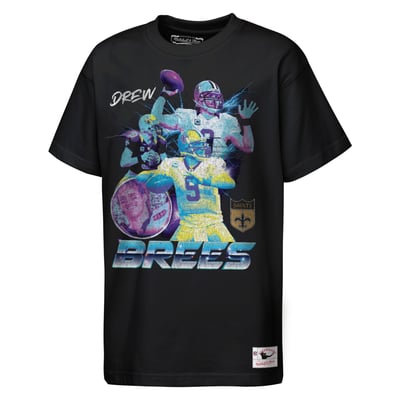 Drew Brees New Orleans Saints Mitchell & Ness Youth Hall of Fame Name & Number T-Shirt - Black