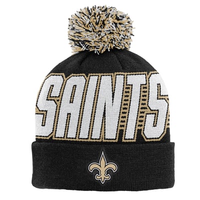New Orleans Saints Outerstuff Youth Cuffed Knit Hat with Pom - Black