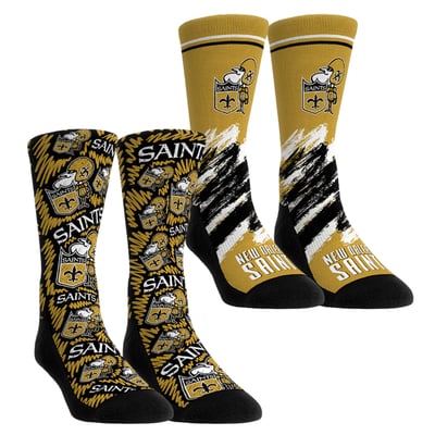  New Orleans Saints Rock Em Youth Throwback Two-Pack Crew Socks Set - Black