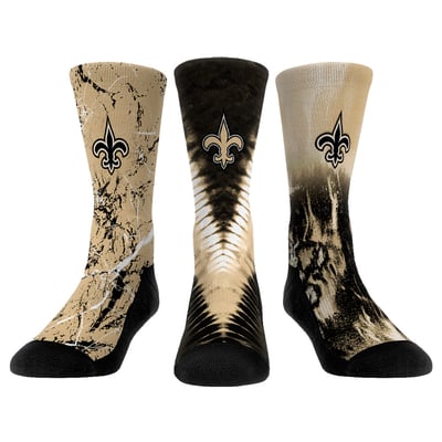  New Orleans Saints Rock Em Youth 3-Pack Crew Socks Set - 