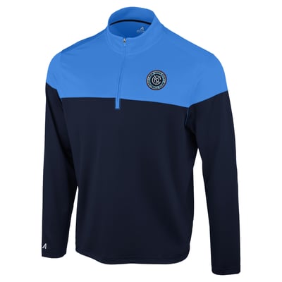 New York City FC Antigua Hinder Quarter-Zip Pullover - Navy/Sky Blue