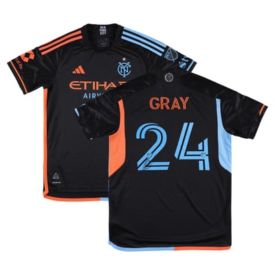 Tayvon Gray New York City FC Autographed Fanatics Authentic Match-Used #24 Black Jersey from the 2025 MLS Season - Size M