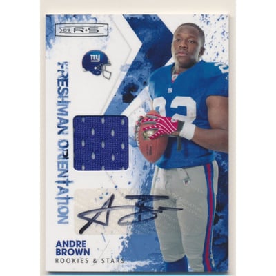 2009 Donruss Rookies and Stars Freshman Orientation Materials Jerseys Autographs #10 Andre Brown/100