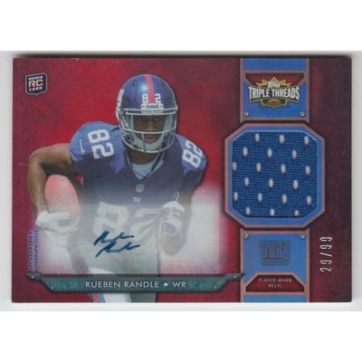 2012 Topps Triple Threads Rookies Autographed Relics #TTRAR36 Rueben Randle