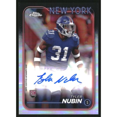 2024 Topps Chrome Rookie Autographs Refractors #RATNU Tyler Nubin