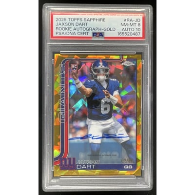 2025 Topps Chrome Sapphire Rookie Gold #RA-JD Jaxson Dart RC Auto /50 PSA 8