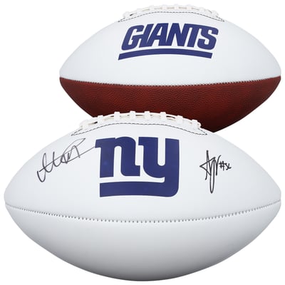 Arvell Reese & Abdul Carter New York Giants Autographed Fanatics Authentic Franklin White Panel Football