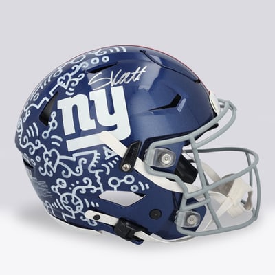Cam Skattebo New York Giants Autographed Fanatics Authentic Riddell Speed Flex Authentic Helmet - Art by Alex Alpert - Limited Edition #1/1 - UW25