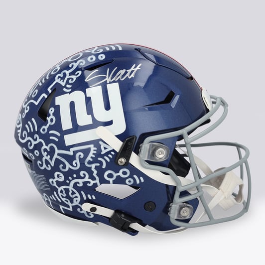 Cam Skattebo New York Giants Autographed Fanatics Authentic Riddell Speed Flex Authentic Helmet - Art by Alex Alpert - Limited Edition #1/1 - UW25