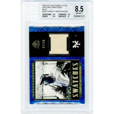 Christy Mathewson New York Giants 2003 Upper Deck SP Legendary Cuts Game Used Relic #J-CM #4/50 BGS Authenticated 8.5 Card