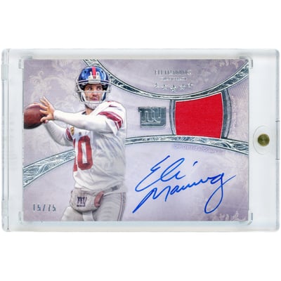 Eli Manning New York Giants Autographed 2013 Topps Five Star Game Used Relic #FSSP-EM #15/75 Card