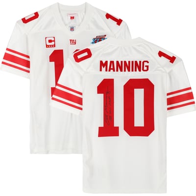 Eli Manning New York Giants Autographed Fanatics Authentic Super Bowl XLII White Mitchell & Ness Authentic Jersey with "SB XLII MVP" Inscription