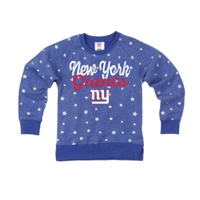  New York Giants Wes & Willy Girls Youth Shimmer Star Sweatshirt - Royal