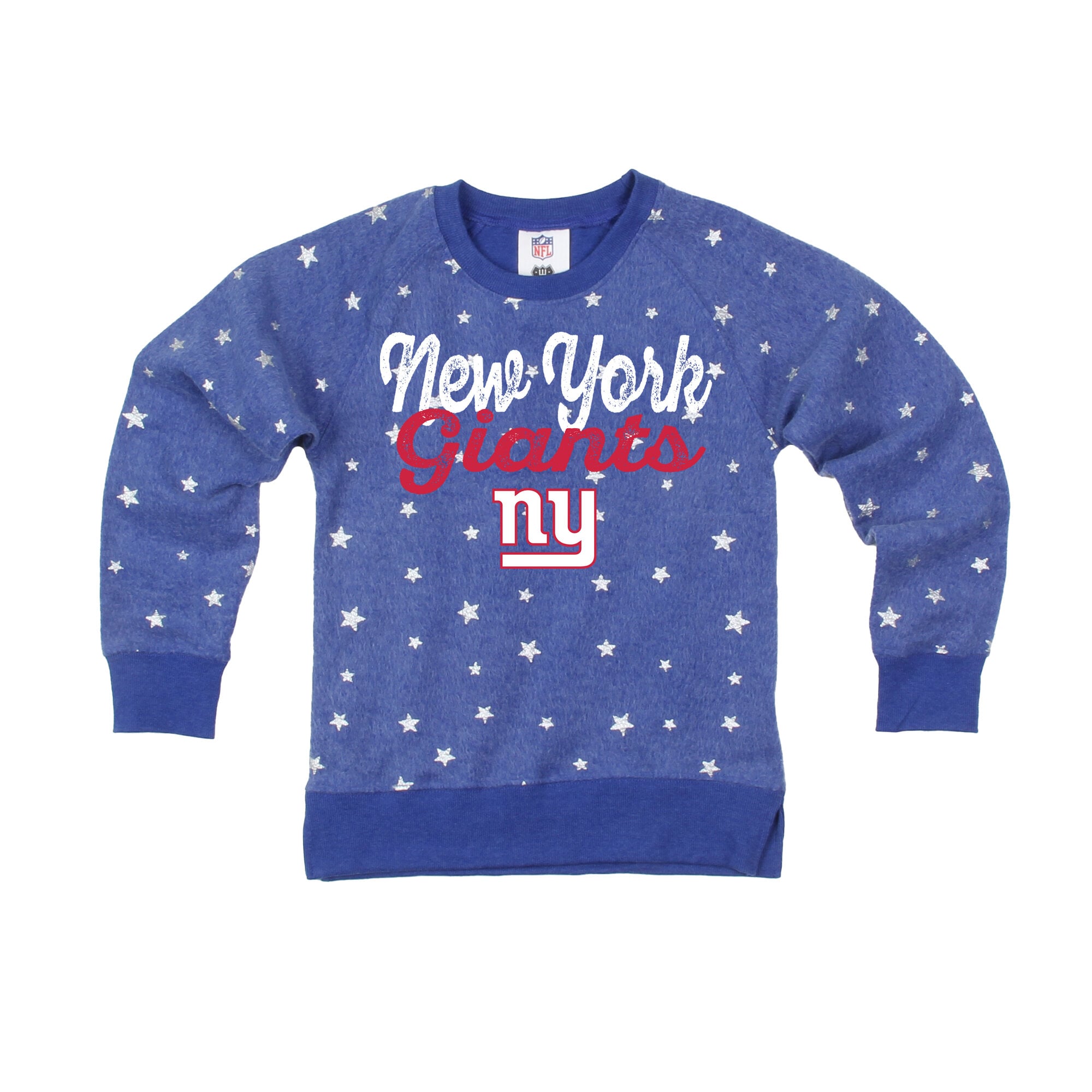 Girls Youth New York Giants Wes & Willy Royal Shimmer Star Sweatshirt
