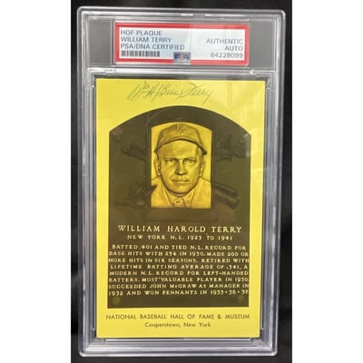 Hall of Fame Plaque William Terry Autograph Auto DNA Certified PSA Authentic