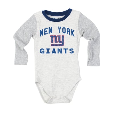  New York Giants Wes & Willy Infant Jie Jie Hopper Long Sleeve Bodysuit & Pants Set - Heather Gray